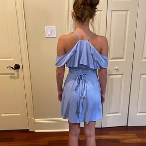 Blue cocktail wrap dress